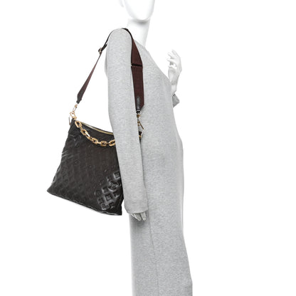 Louis Vuitton Calfskin Embossed Monogram Coussin Hobo MM Chocolate 2 of 10