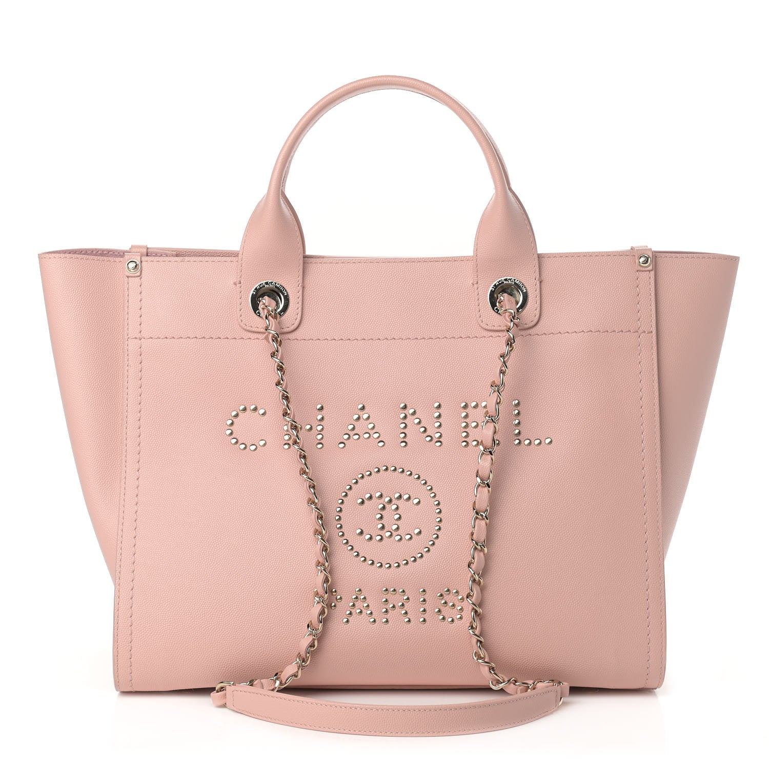 Chanel Caviar Small Studded Deauville Tote Light Pink 1 of 15