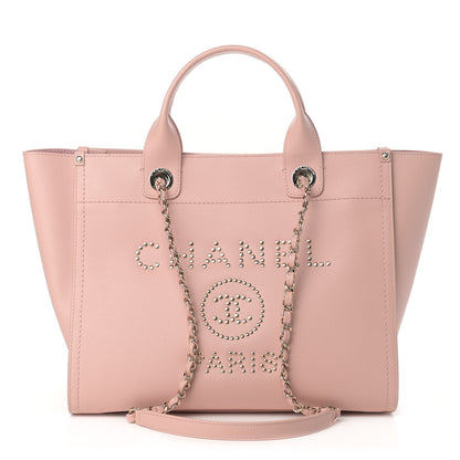 Chanel Caviar Small Studded Deauville Tote Light Pink 1 of 15