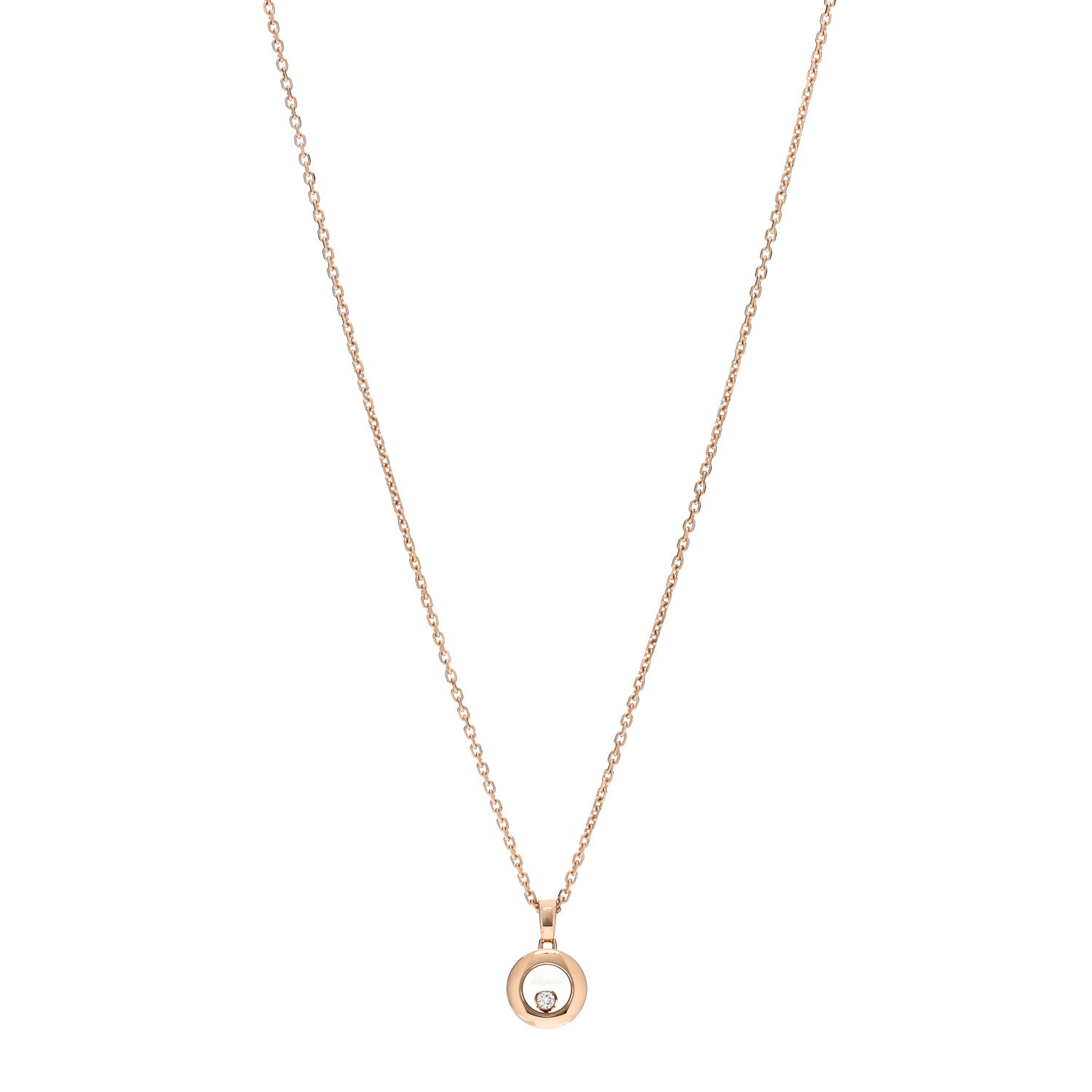 Chopard 18K Rose Gold Happy Diamonds Icons Round Pendant Necklace 1 of 8