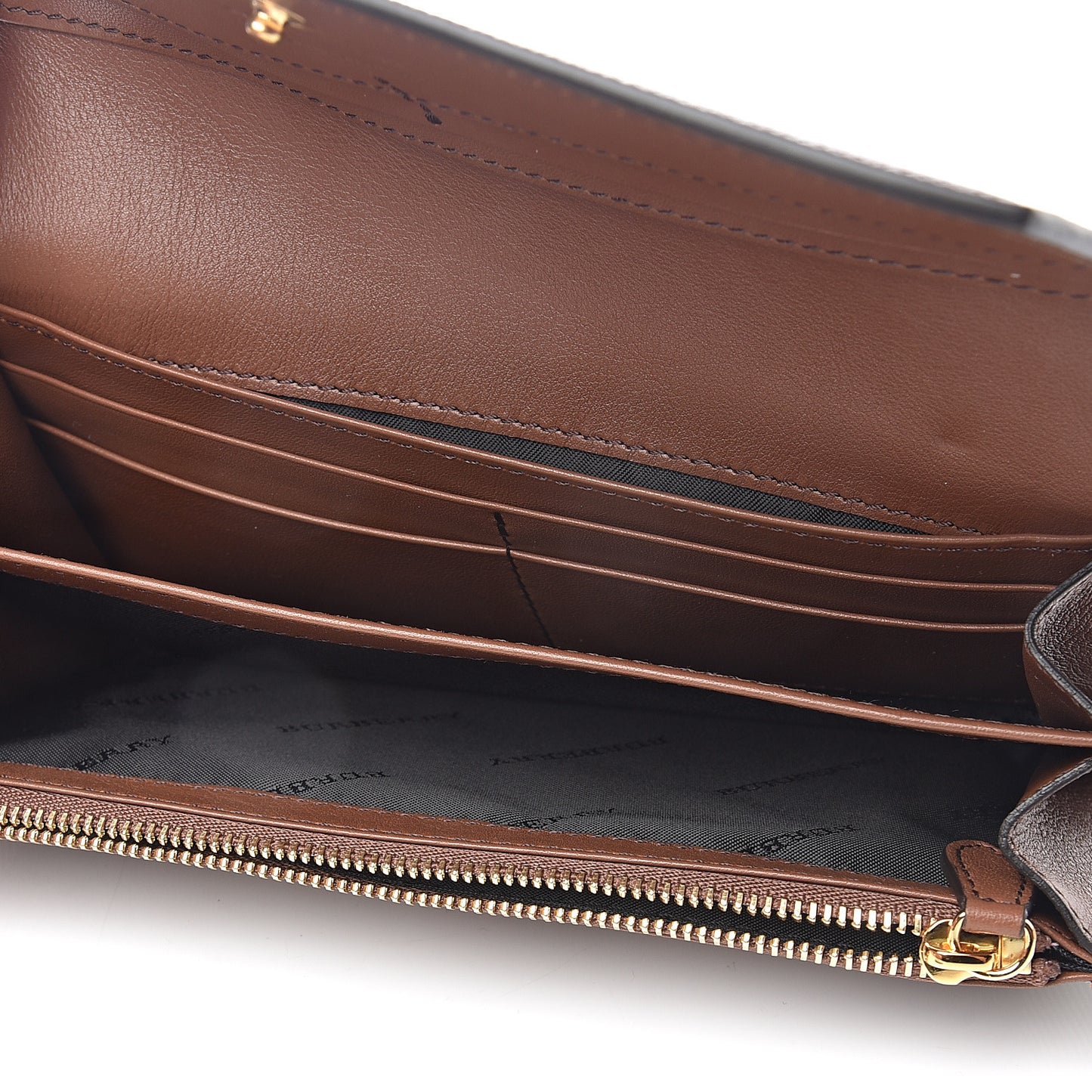 Horseshoe Calfskin House Check Porter Continental Wallet Tan