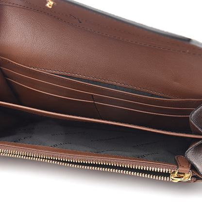 Burberry Horseshoe Calfskin House Check Porter Continental Wallet Tan 4 of 5