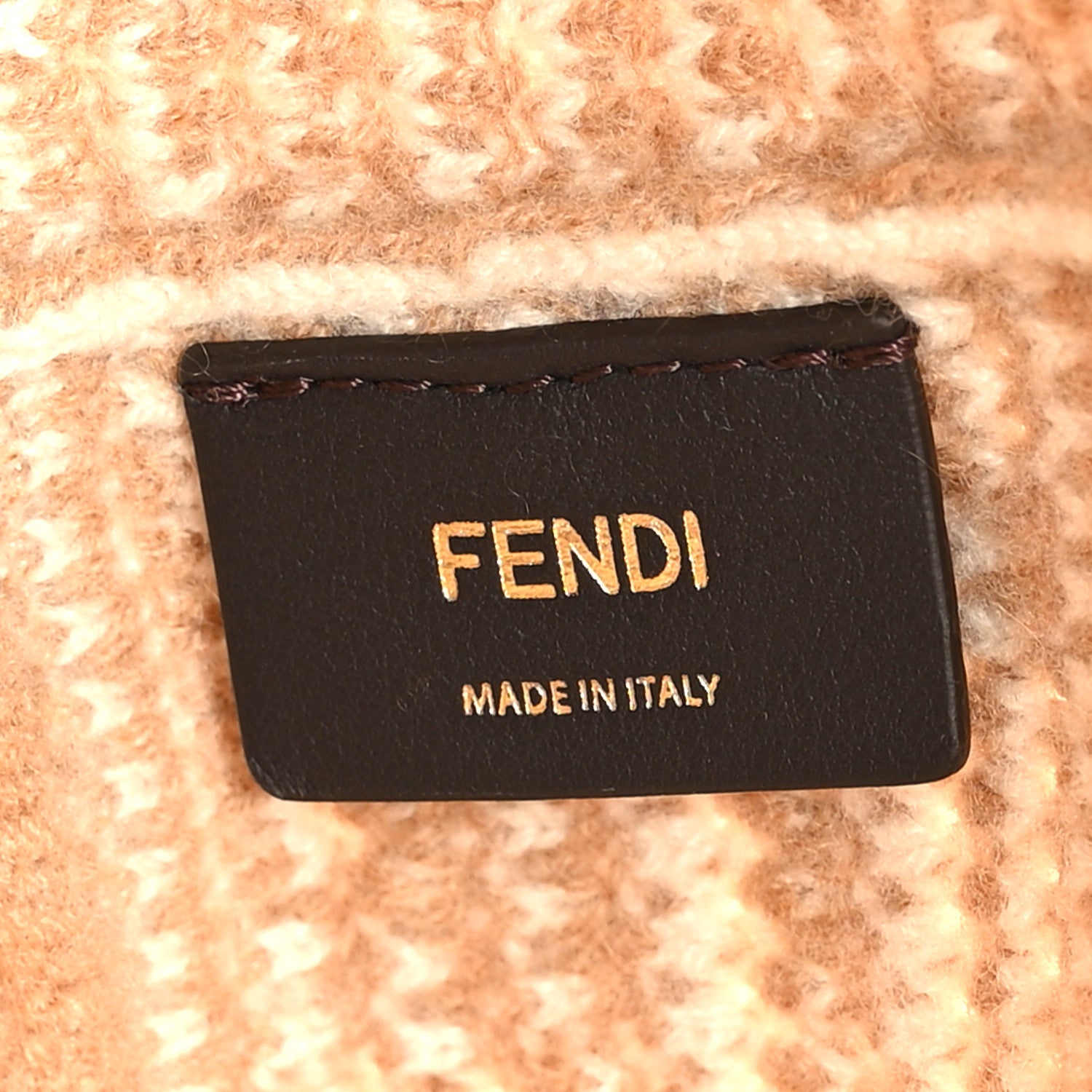Fendi Cashmere Knit FF Large Shopper Tote Cammello 6 of 9