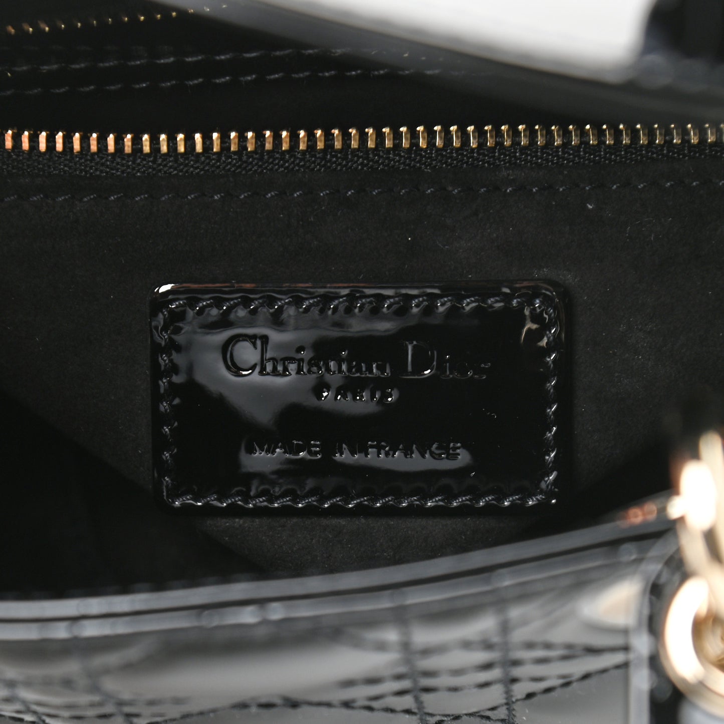Patent Cannage Mini Lady Dior Black