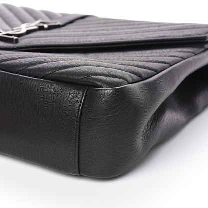Saint Laurent Sheepskin Matelasse Chevron Monogram Large College Satchel Black 9 of 12