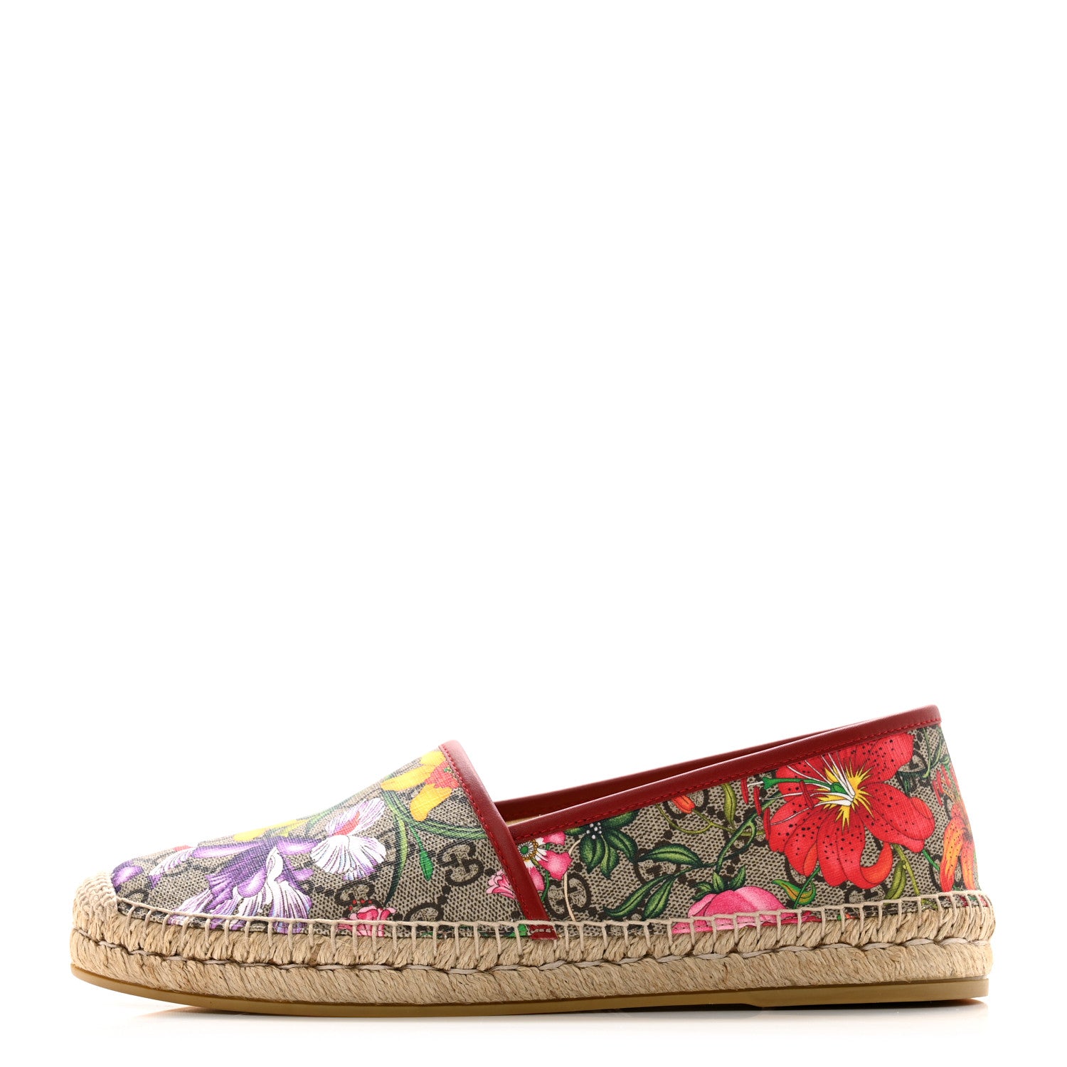 Gucci GG Supreme Monogram Tian Womens Espadrilles 41 Beige Multicolor Red 1 of 8