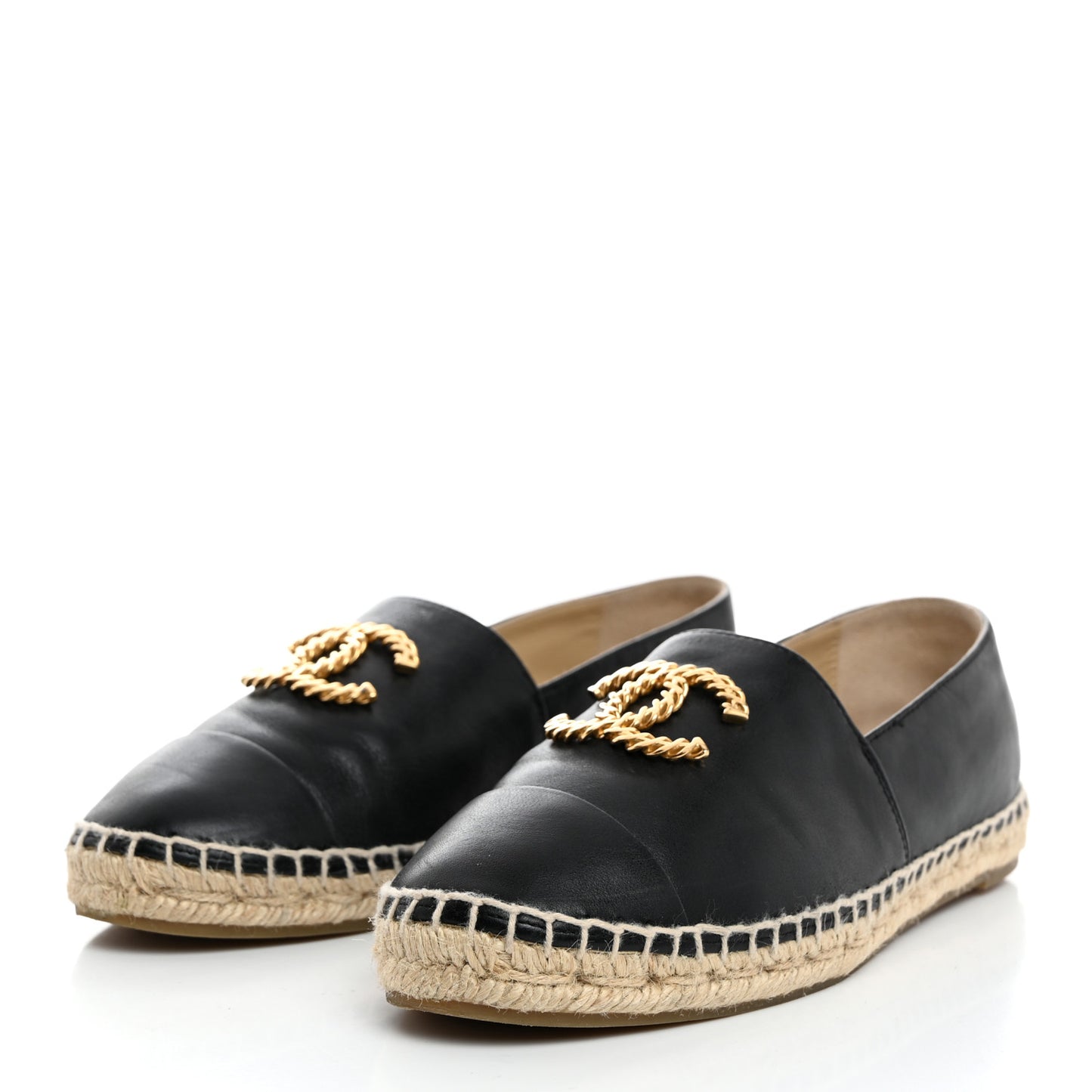 Calfskin Chain CC Espadrilles 37 Black