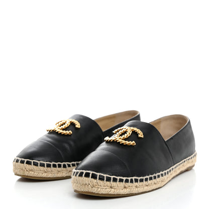 Chanel Calfskin Chain CC Espadrilles 37 Black 3 of 9