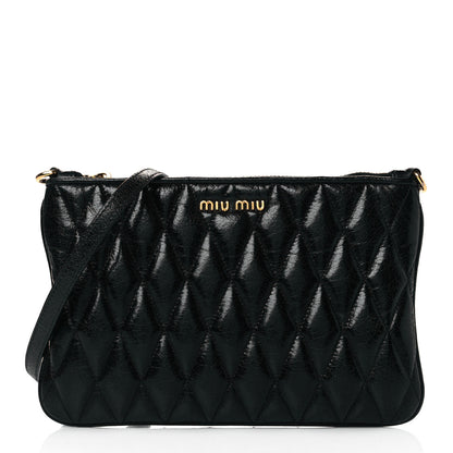 Miu Miu Vitello Shine Trapu Zip Crossbody Bag Black 1 of 10