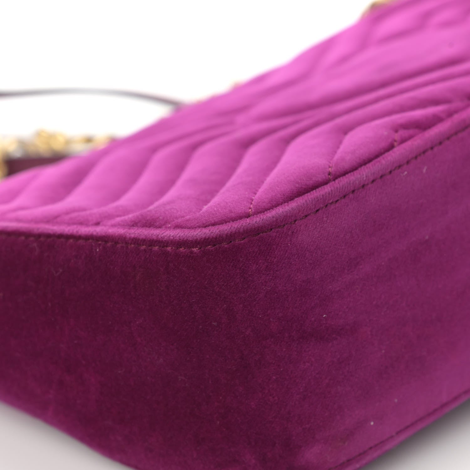 Gucci Velvet Matelasse Small GG Marmont Shoulder Bag Fuchsia Violet Cyclamen 12 of 17