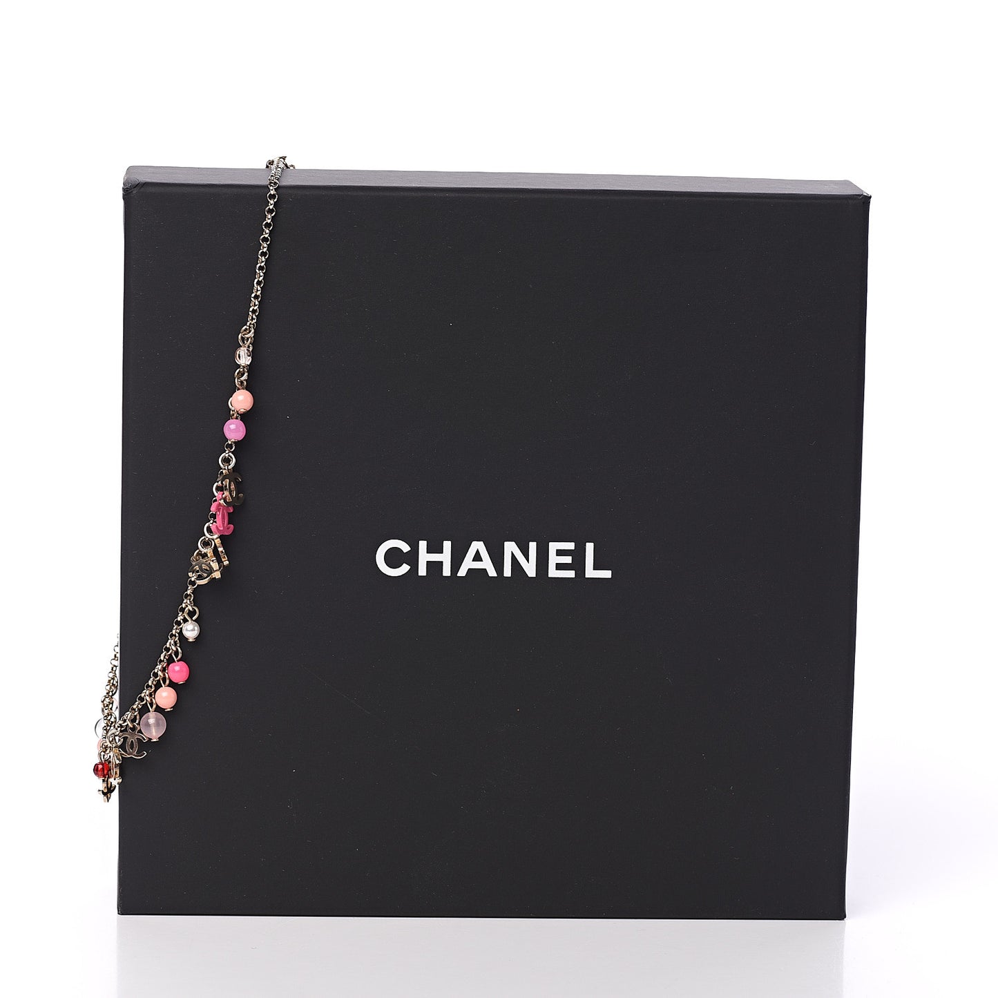 Beaded Resin CC Necklace Gold Pink