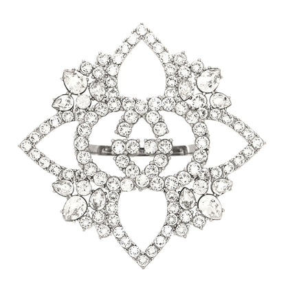 Gucci Metal Crystal Interlocking G Flower Ring M Silver 1 of 5