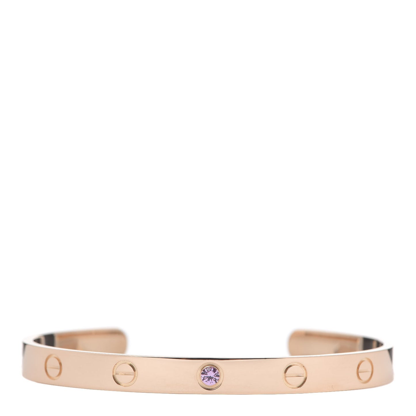 18K Pink Gold Pink Sapphire LOVE Cuff Bracelet 18