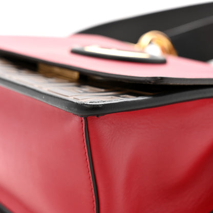 Fendi Vitello Century F is Fendi Bi-Color FF 1974 Embossed Kan I Shoulder Bag Fragola Maya Black 11 of 14
