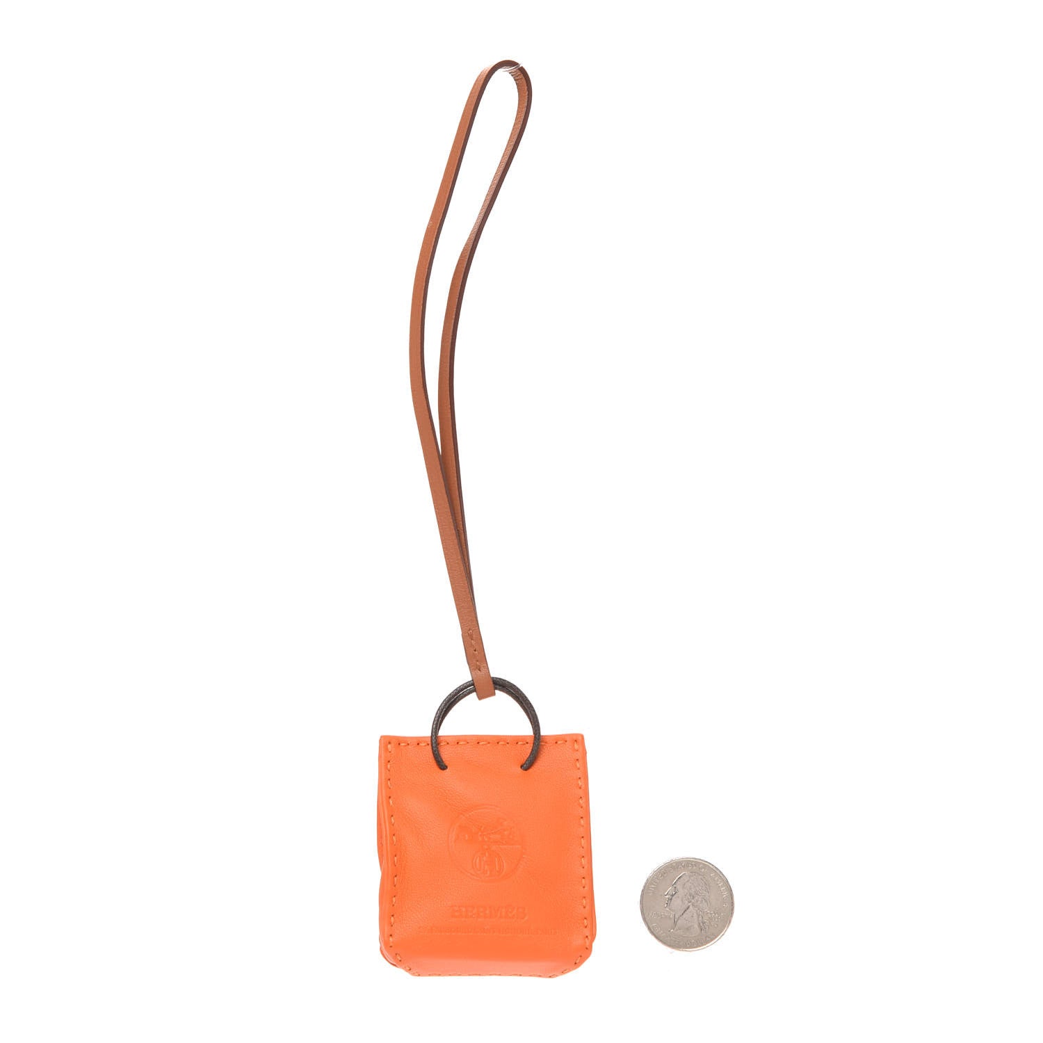 Hermes Milo Lambskin Swift Shopping Bag Charm Feu Gold 2 of 4