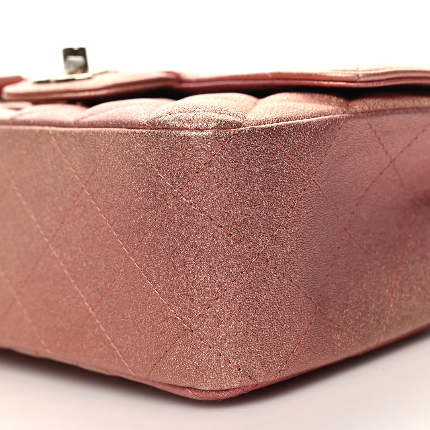 Chanel Metallic Lambskin Quilted Ombre Mini Rectangular Flap Pink 10 of 11