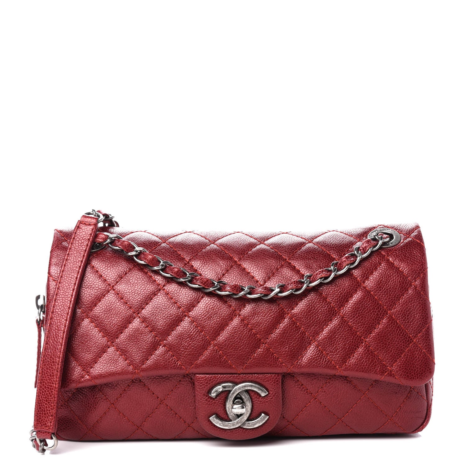 Chanel Iridescent Caviar Quilted Large Chic Flap Red 1 of 11