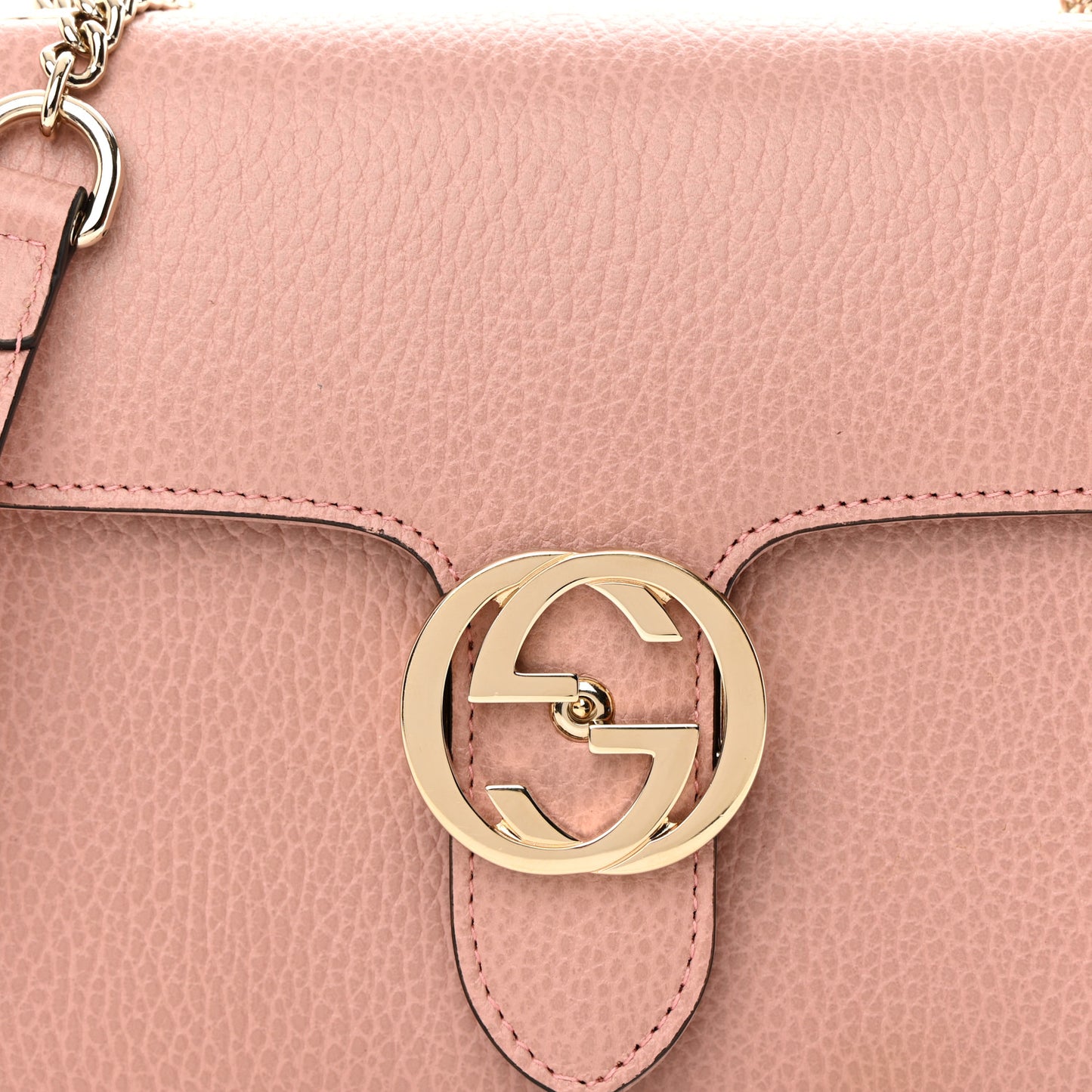 Dollar Calfskin Small Interlocking G Shoulder Bag Soft Pink