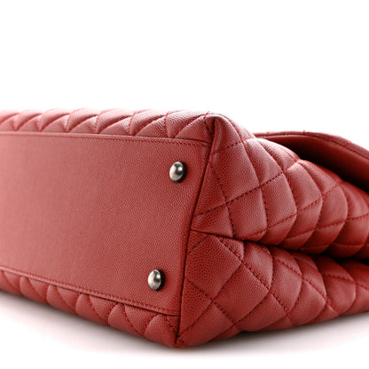 Chanel Caviar Quilted Medium Coco Handle Flap Red 10 of 11