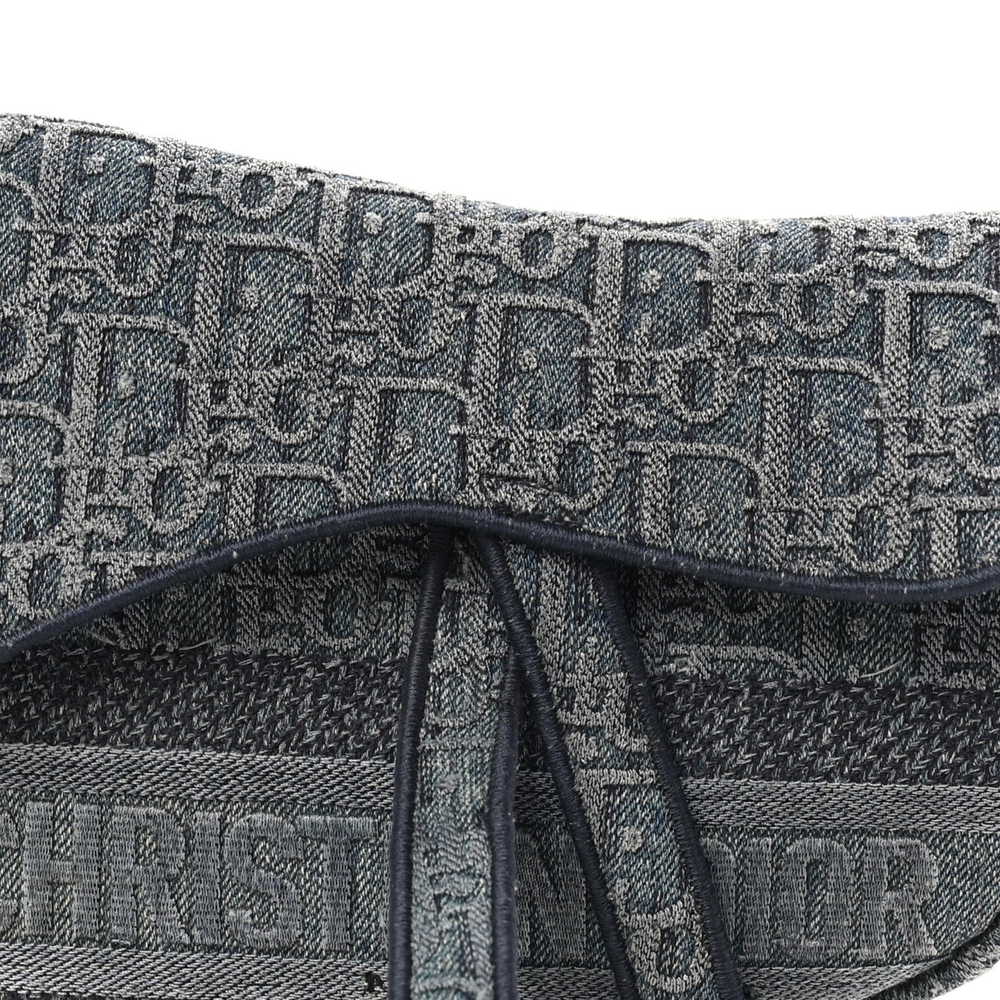 Oblique Embroidered Saddle Bag Denim Blue