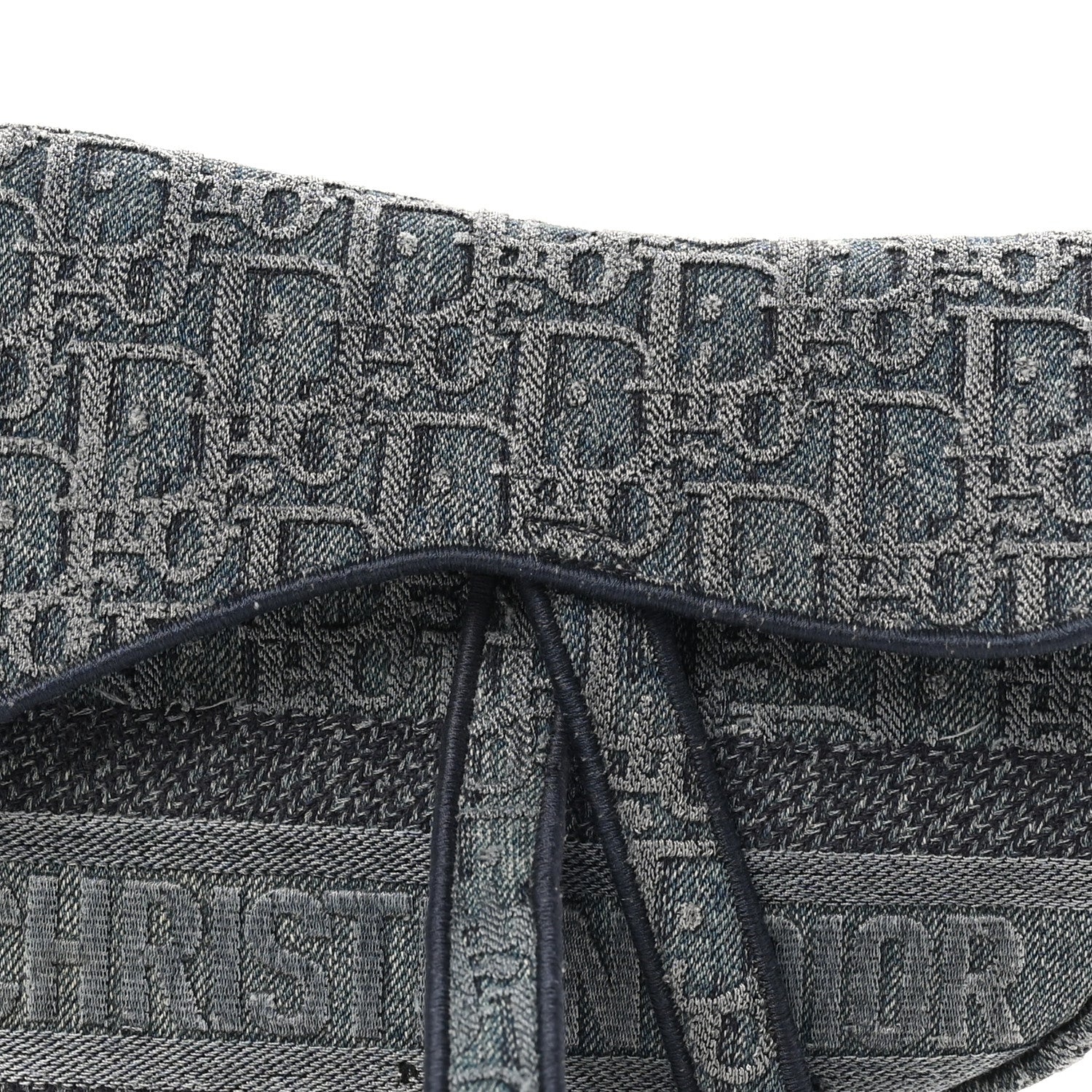 Christian Dior Oblique Embroidered Saddle Bag Denim Blue 8 of 12