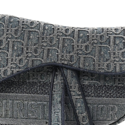 Christian Dior Oblique Embroidered Saddle Bag Denim Blue 8 of 12