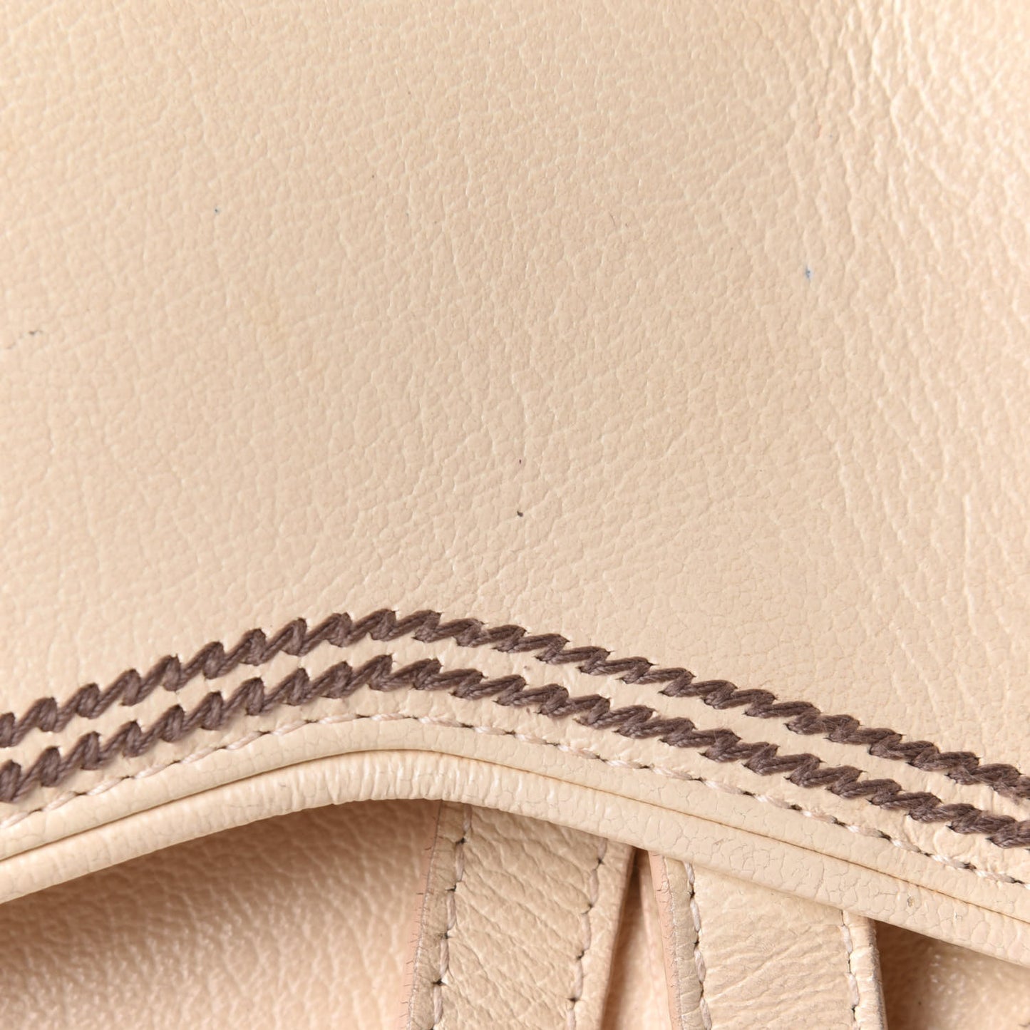 Grained Calfskin Saddle Bag Beige