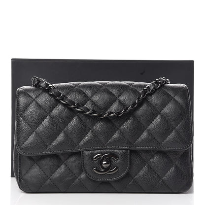Chanel Crumpled Calfskin Quilted Mini Rectangular Flap So Black 12 of 12