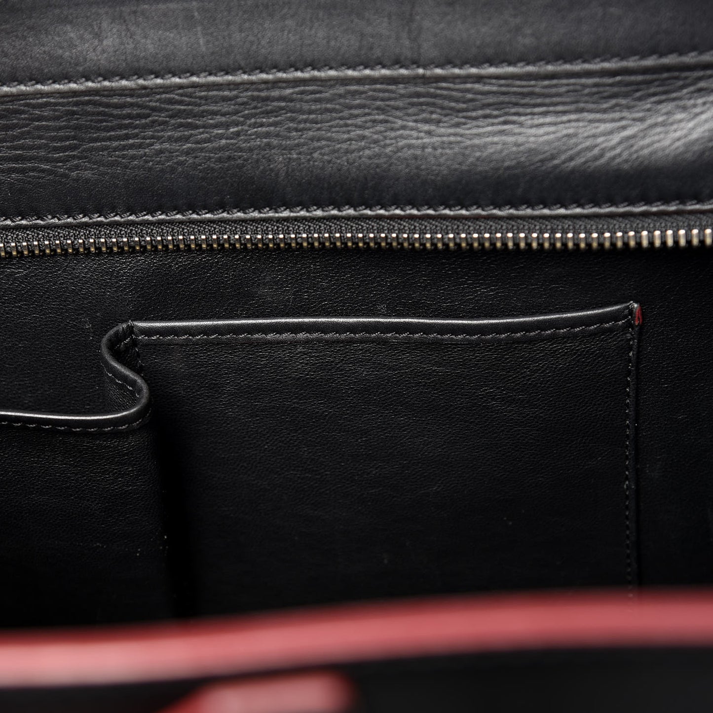 Smooth Calfskin Mini Luggage Black Pink Trim