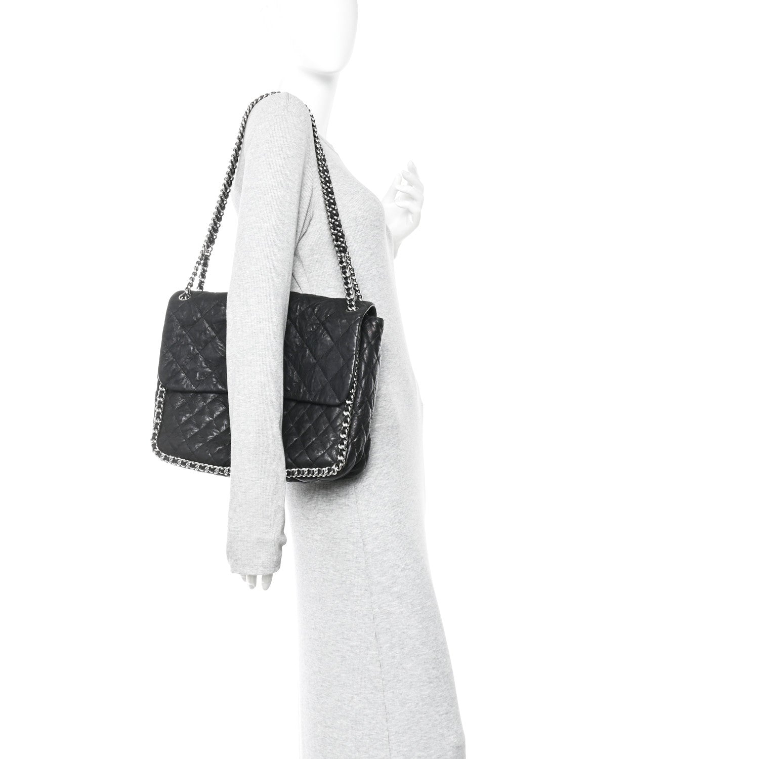 Chanel Washed Lambskin Quilted Maxi Chain Around Flap Black 2 of 12