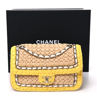 Chanel Raffia Chain Venice Beach Flap Bag Beige Yellow 10 of 10