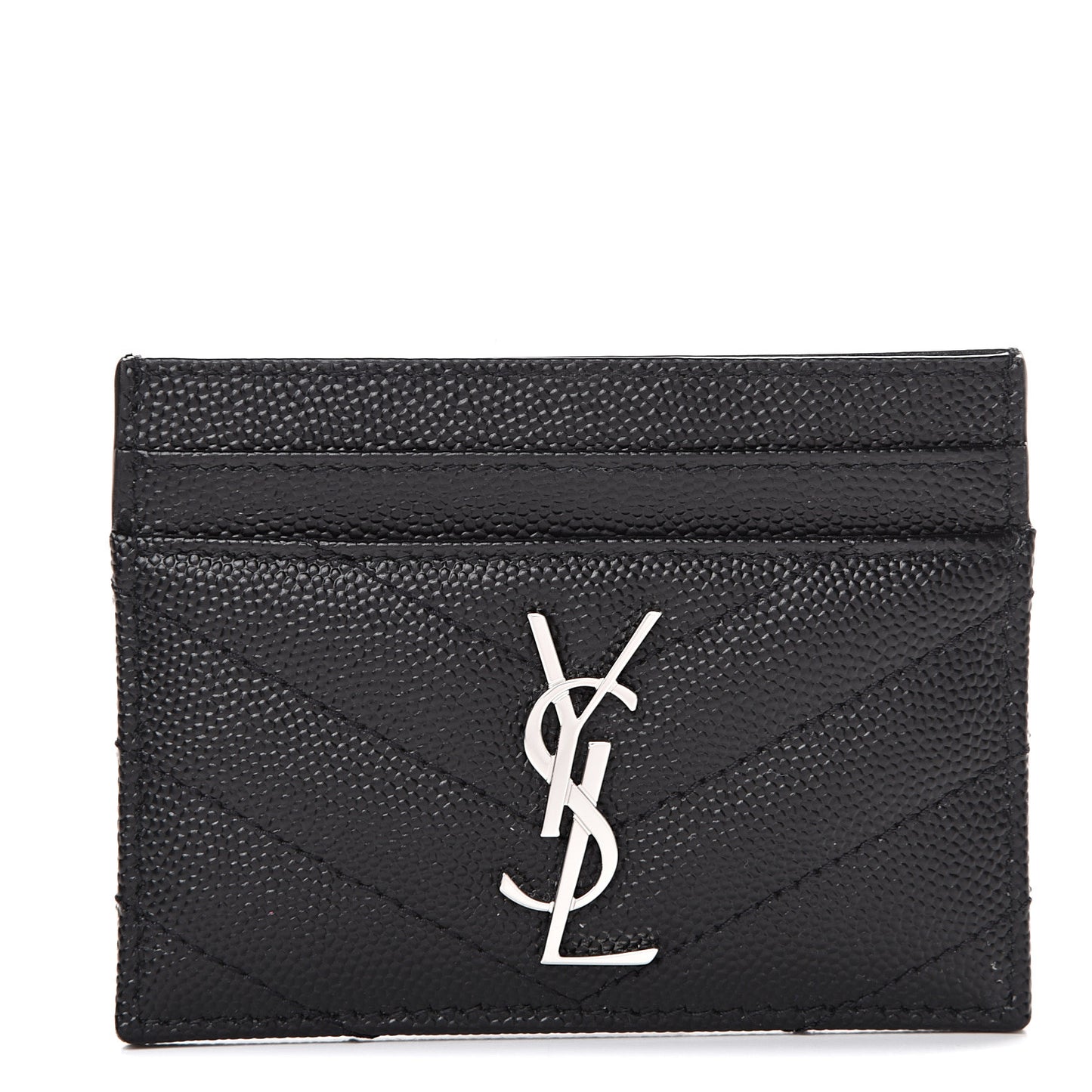 Grain De Poudre Matelasse Chevron Monogram Credit Card Case Black