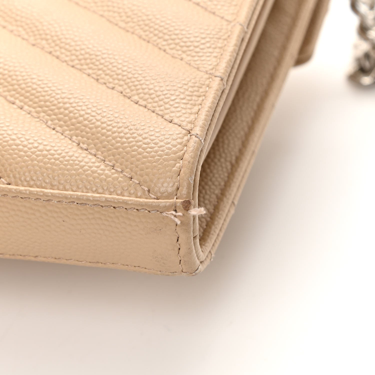Saint Laurent Grain De Poudre Matelasse Chevron Monogram Chain Wallet Nude Powder 14 of 16
