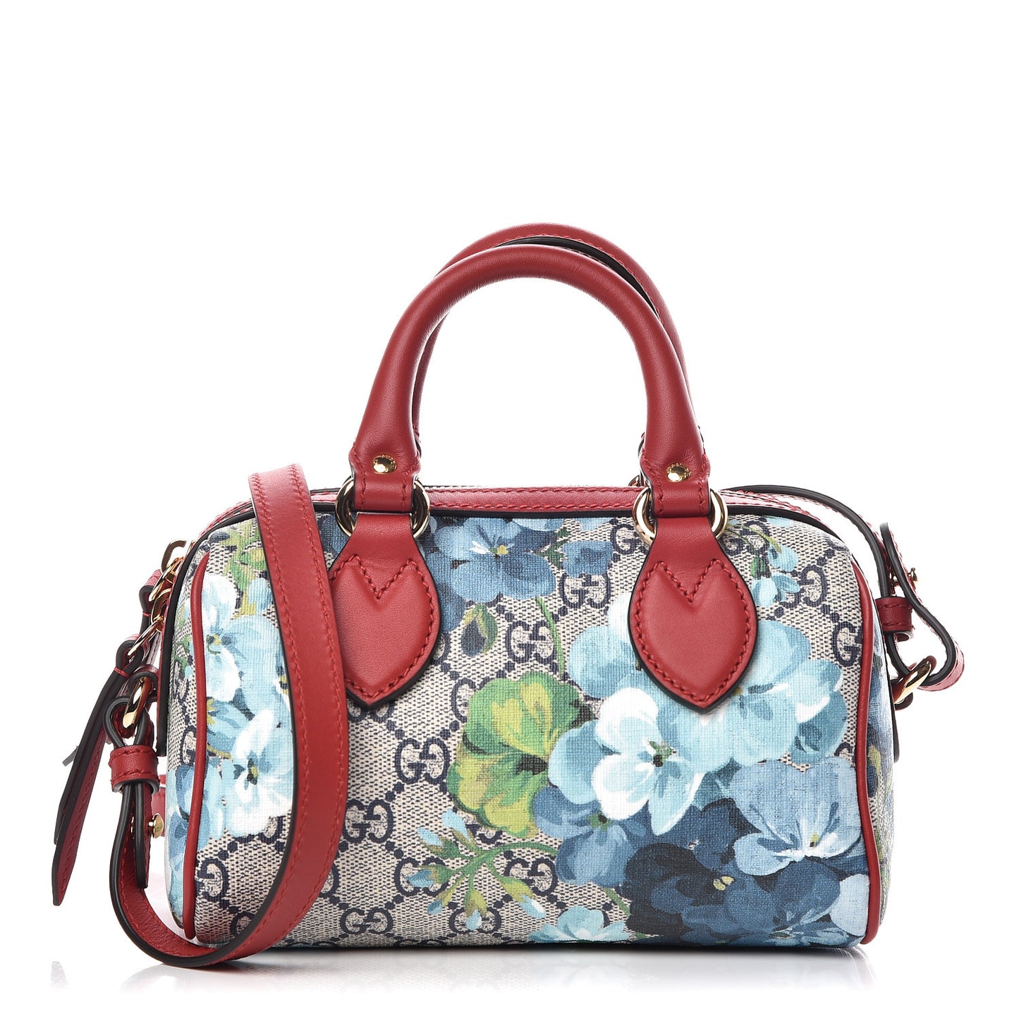 GG Supreme Monogram Blooms Mini Boston Navy Blue Hibiscus
