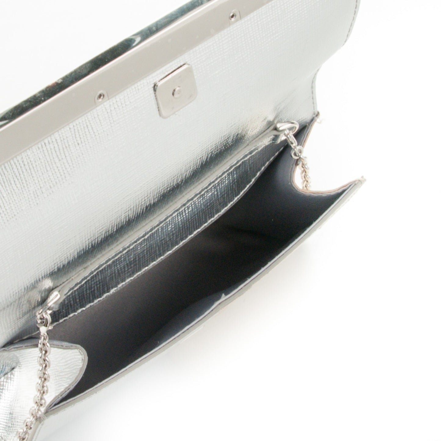 Vitello Mirror Elite Bi-Color Mini Rush Clutch Argento Champagne