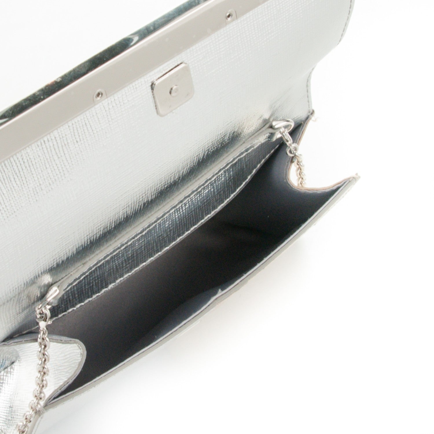 Fendi Vitello Mirror Elite Bi-Color Mini Rush Clutch Argento Champagne 5 of 8