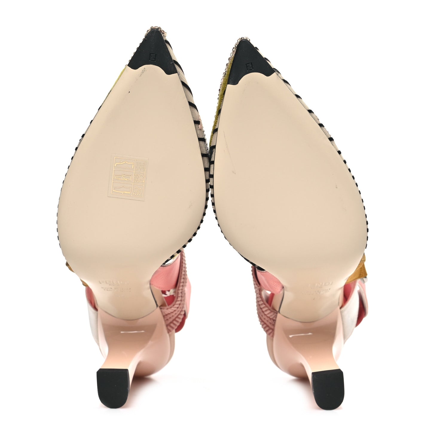 Velvet Mesh Colibri Crystal FF Sporty 85mm Slingback Pumps 38 Silver Pink Green