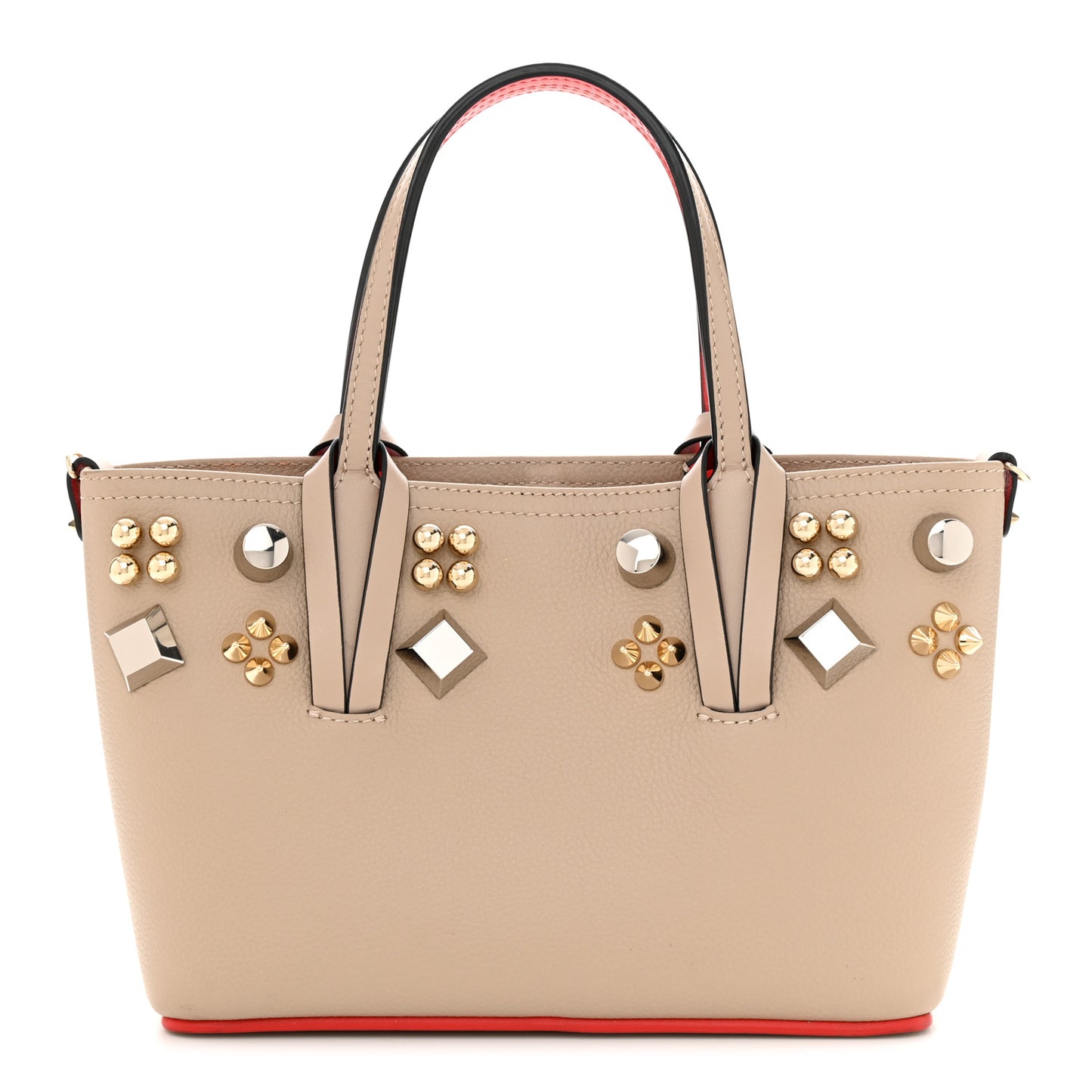 Calfskin Empire Spike Studded Mini East West Cabata Tote Feve