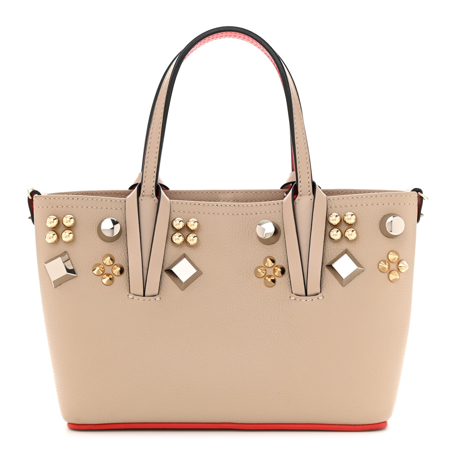 Christian Louboutin Calfskin Empire Spike Studded Mini East West Cabata Tote Feve 1 of 13