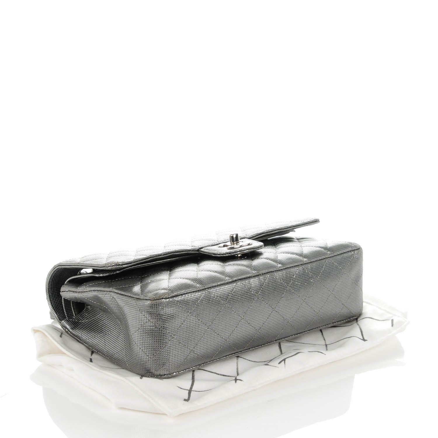 Chanel Calfskin Metallic Pixel Effect Medium Double Flap Silver 4 of 7
