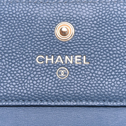Chanel Iridescent Caviar Quilted Compact Boy Wallet Blue 6 of 9