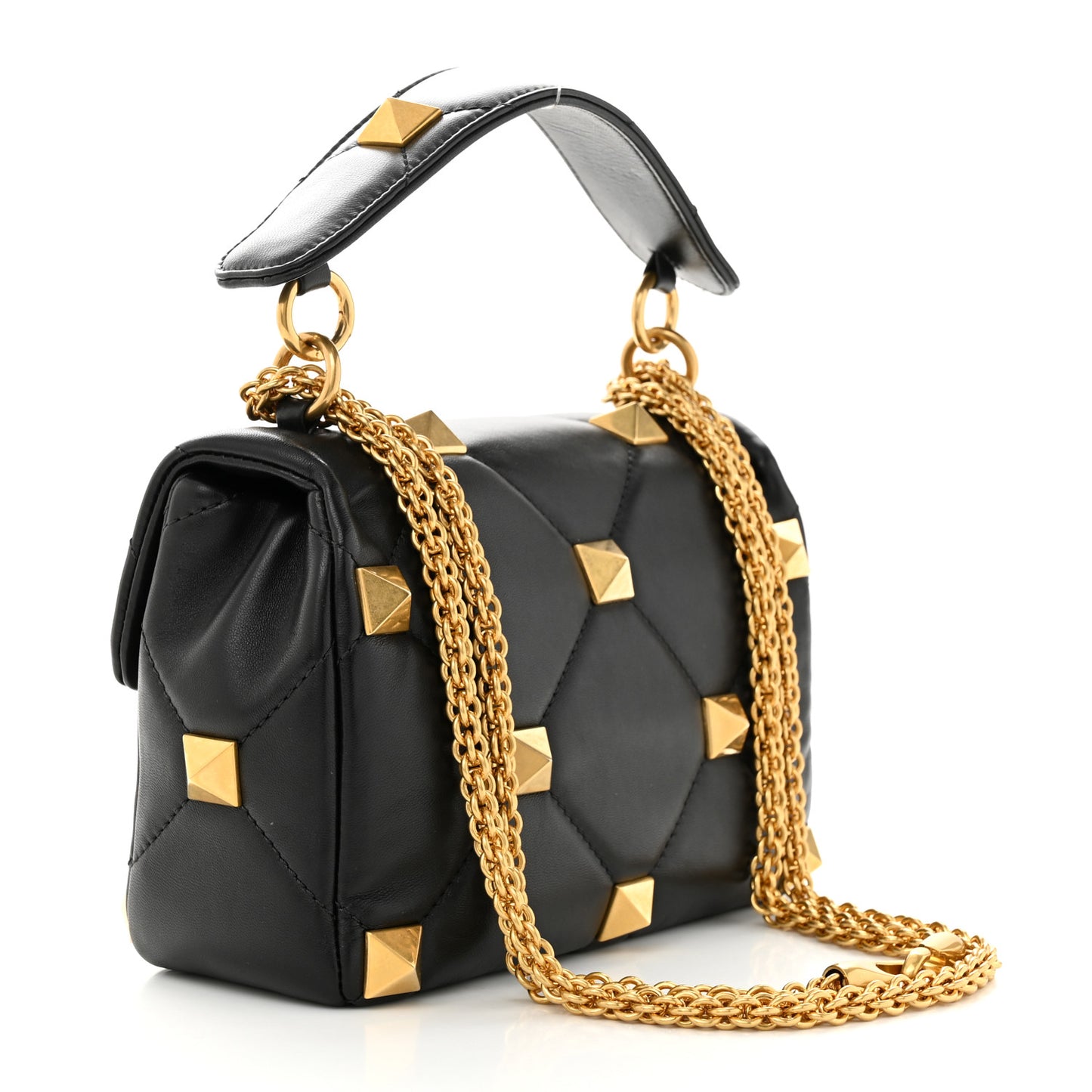 Nappa Medium Roman Stud Shoulder Bag Black