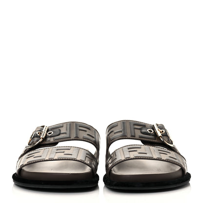 Fendi Calfskin FF Embossed Slide Sandals 38.5 Maya Black 4 of 27