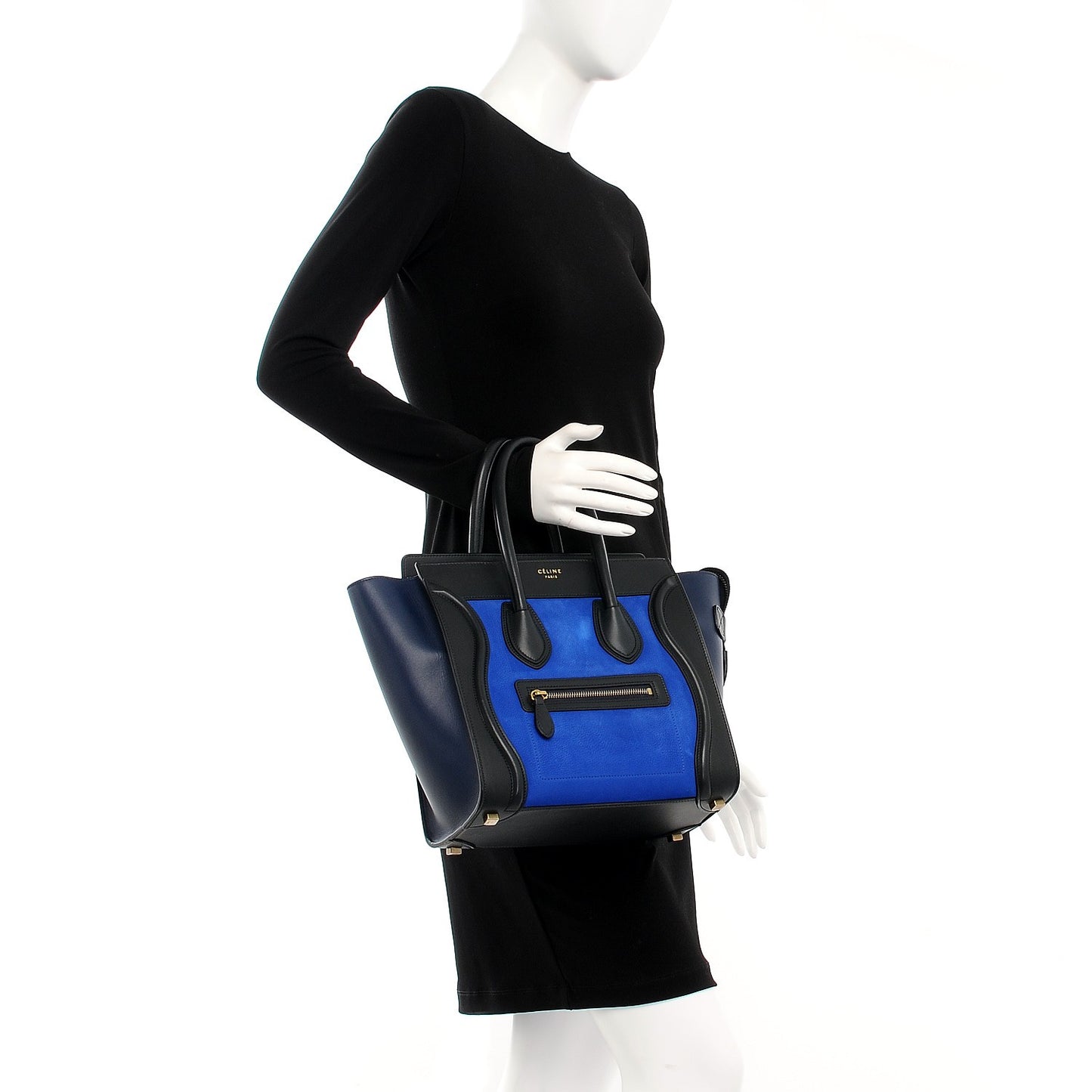 Nubuck Calfskin Suede Micro Tri-Color Luggage Bright Blue