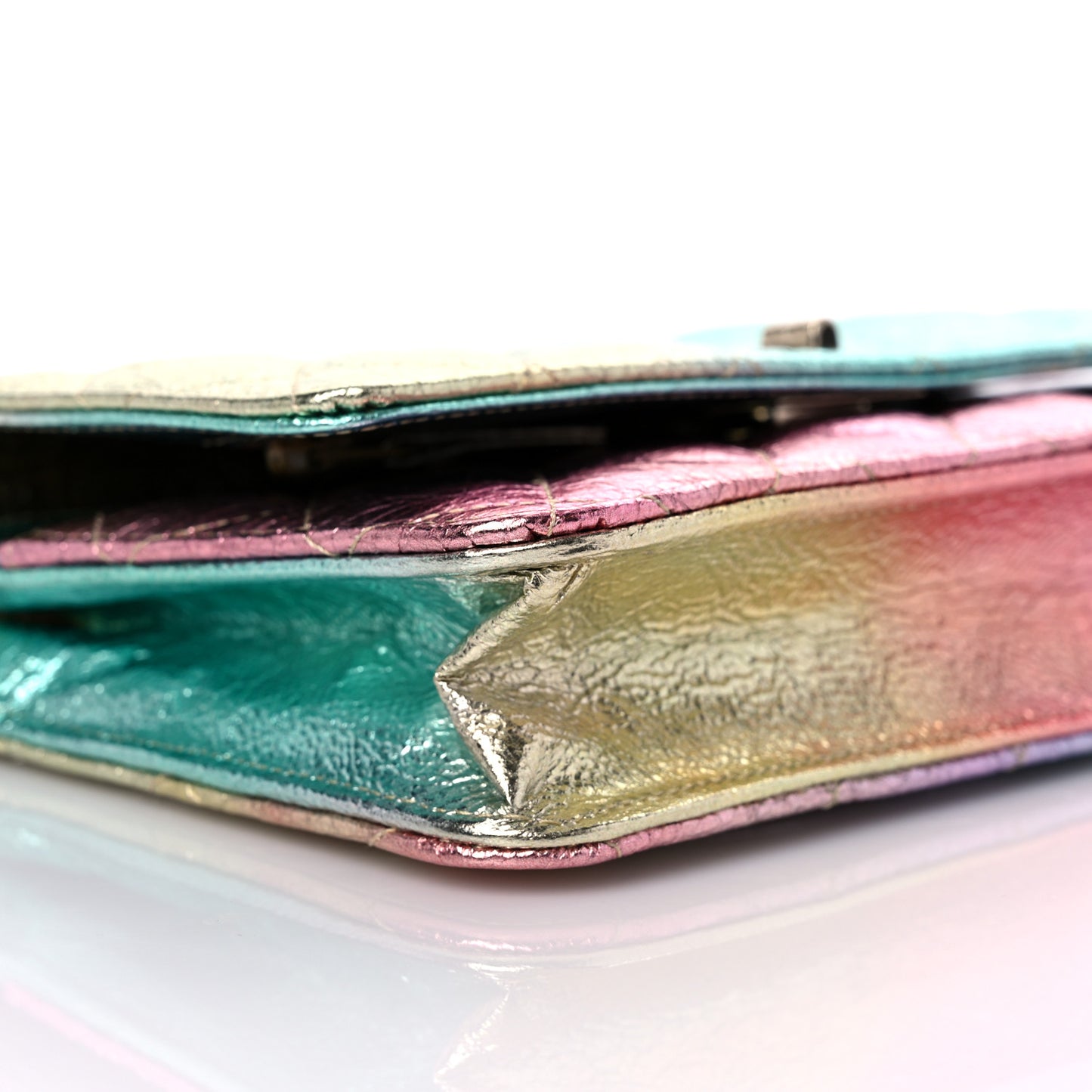 Metallic Goatskin Quilted 2.55 Reissue Wallet on Chain WOC Multicolor