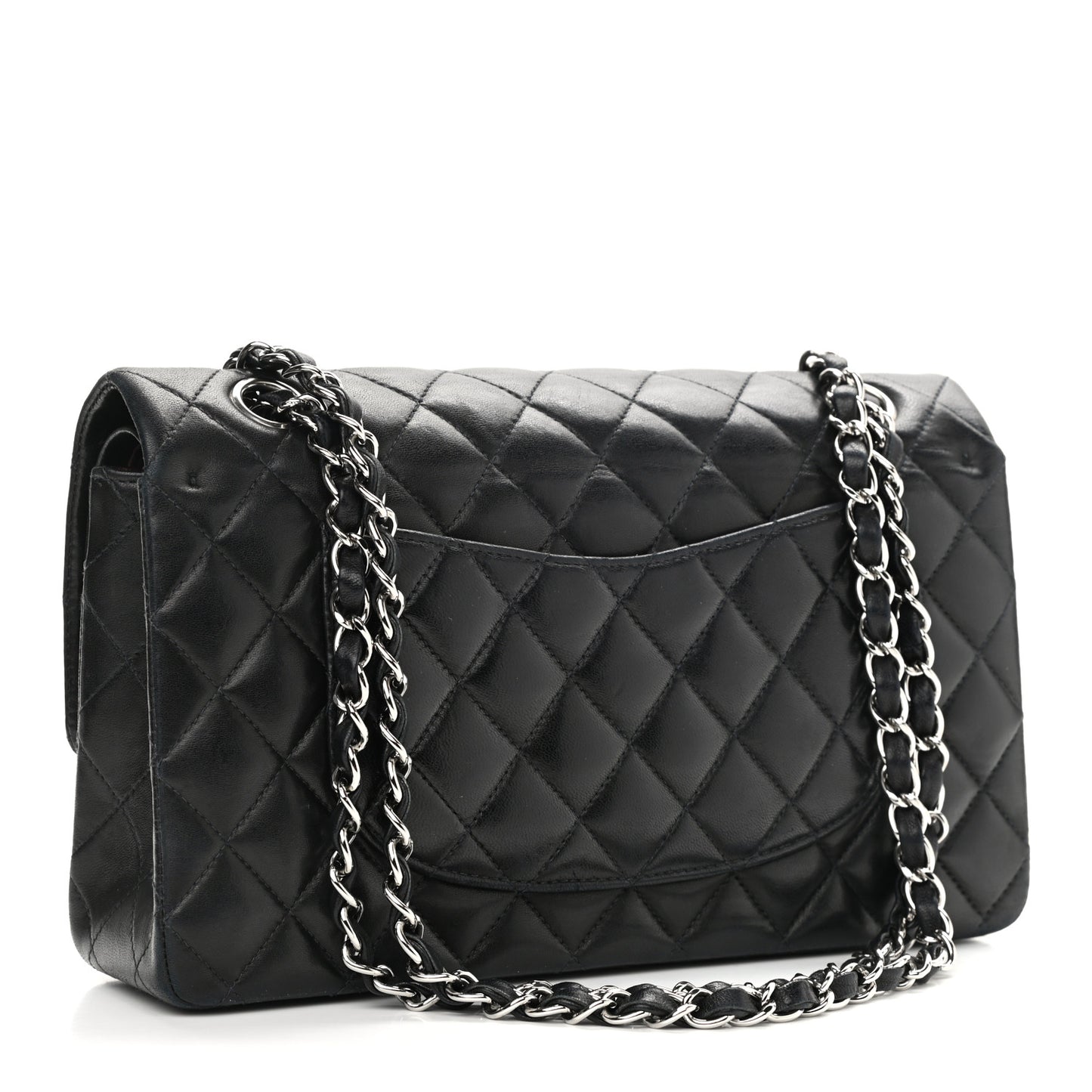 Lambskin Quilted Medium Double Flap Black