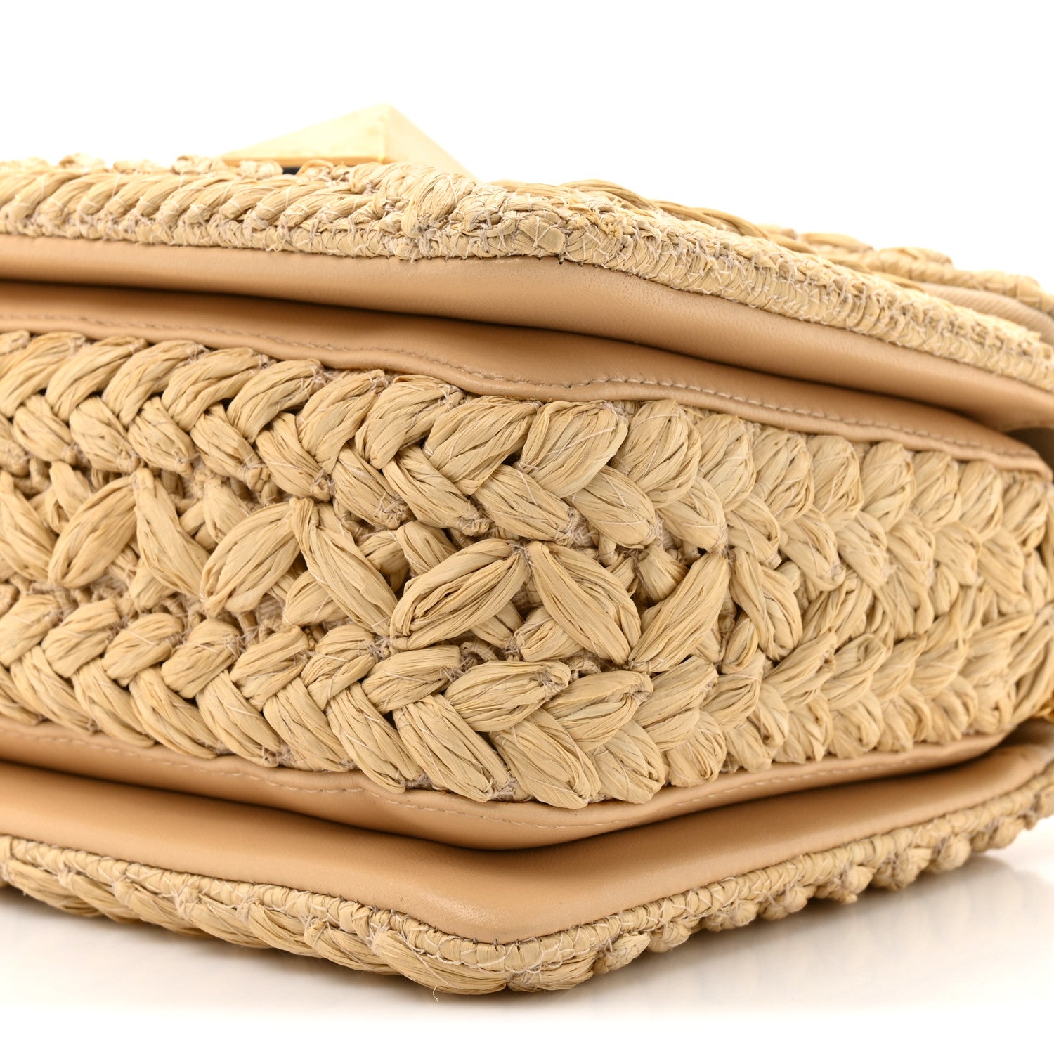 Valentino Garavani Raffia One Stud Chain Clutch Natural 7 of 8