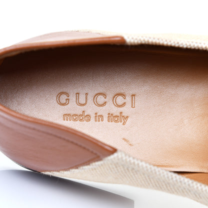 Gucci Canvas Web Mens Brixton Horsebit Loafers 10 Sand Light Cuir 7 of 9