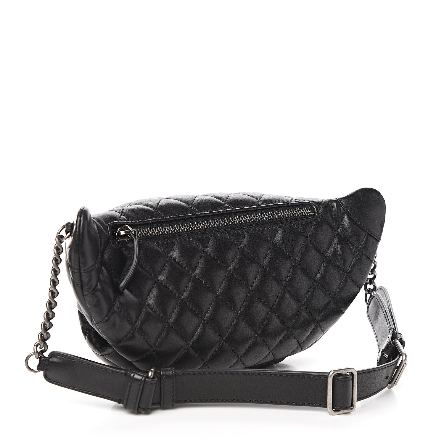 Chanel Lambskin Quilted Banane Waist Bag Fanny Pack Black 2 of 10