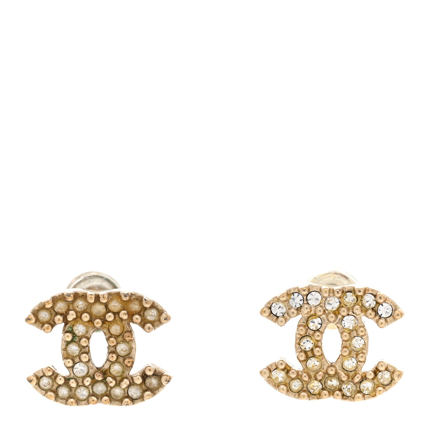 Chanel Crystal Mini CC Earrings Light Gold 1 of 8